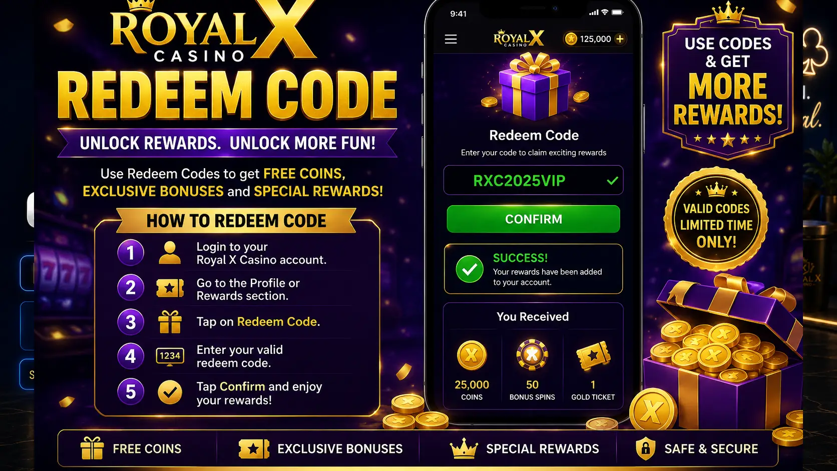 Royal X Casino Redeem Code