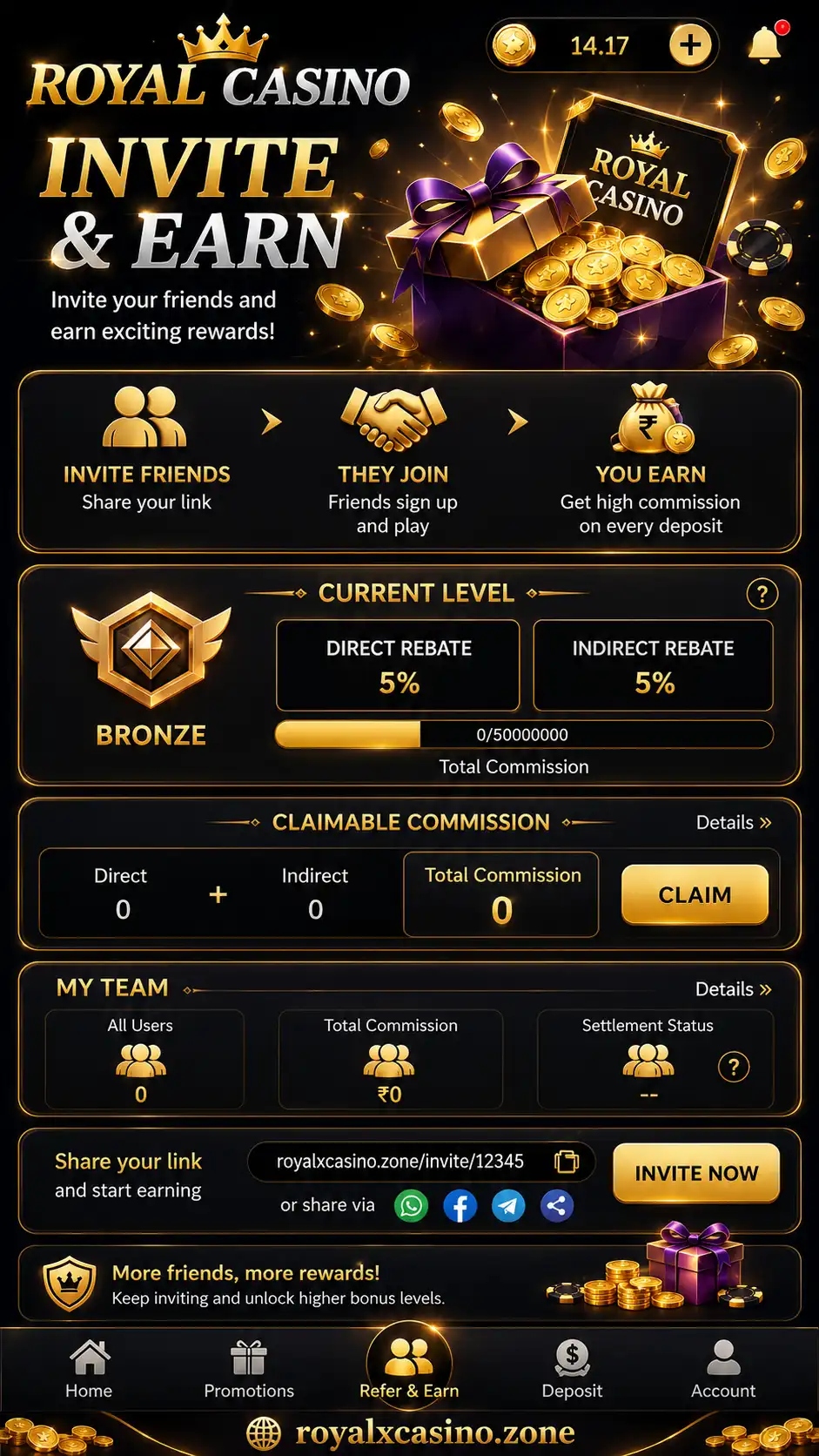 Royal X Casino invite friends